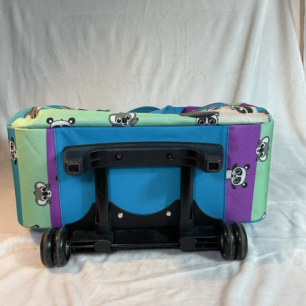 Justice Panda Rolling Bag Vacation Travel Luggage 18in Zip Compartments 2013
